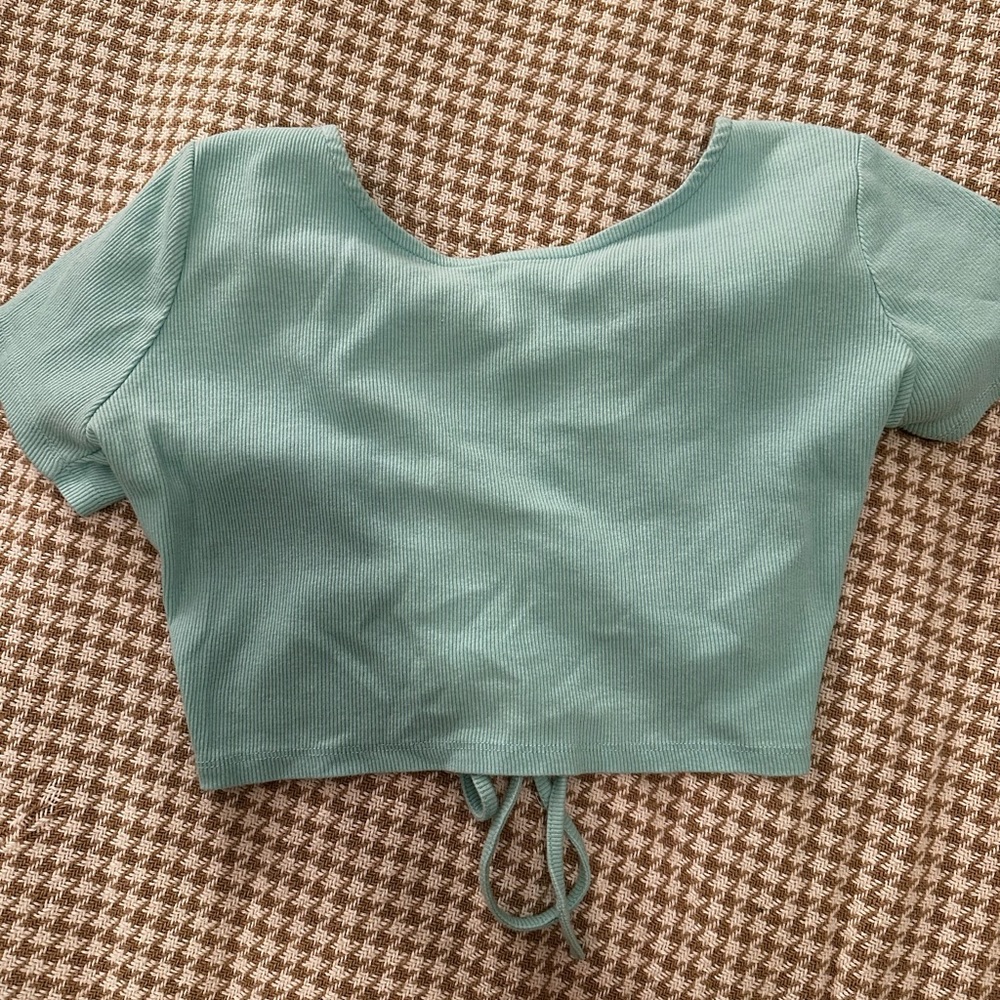 Teal Crop-Top with tie in the back